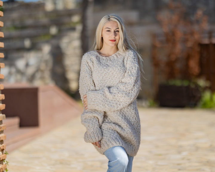 One available in size 2XL. Extarfine mohair and lambswool yarn sweater T1427
