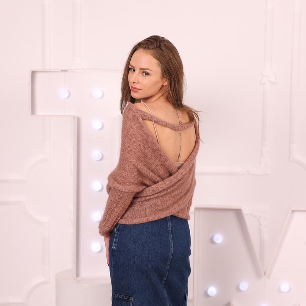 One available Superfine Alpaca Wrap Scarf Sweater, Convertible Knit Top  T2029