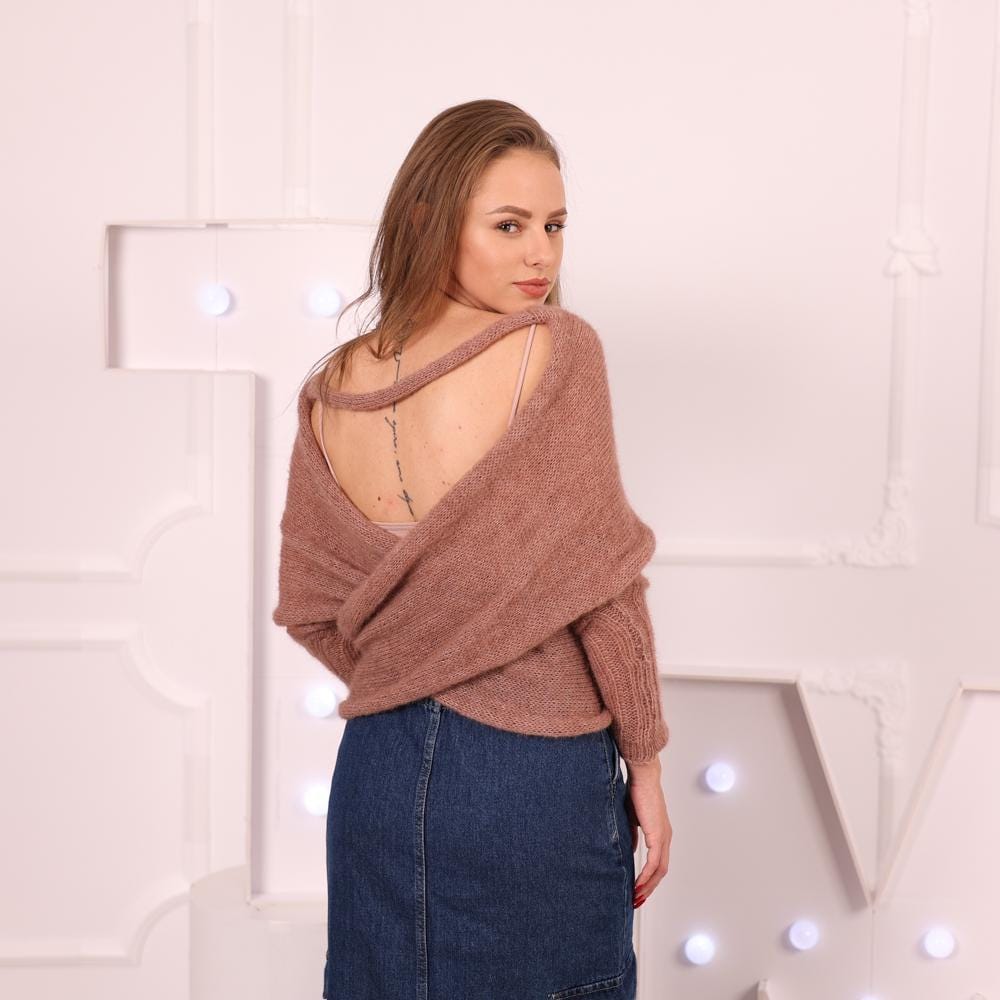 One available Superfine Alpaca Wrap Scarf Sweater, Convertible Knit Top  T2029