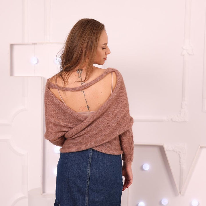 One available Superfine Alpaca Wrap Scarf Sweater, Convertible Knit Top  T2029