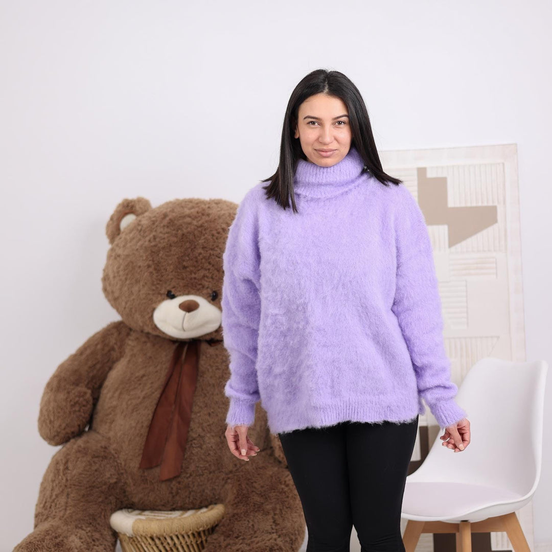 One available in size 3XL, Brushed Lilac Alpaca Sweater -  Winter Knitwear T1827