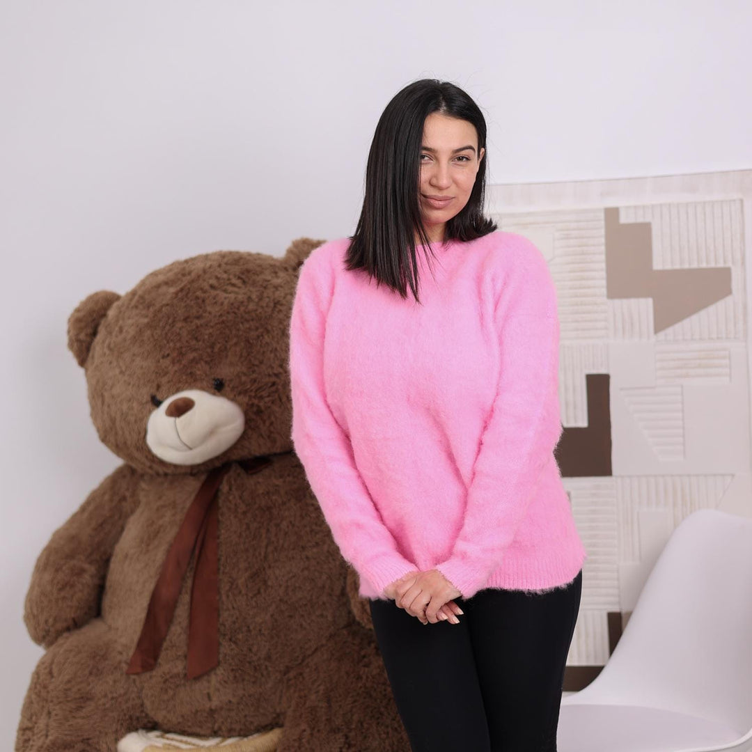 One available in size XL, Pink Alpaca Blend Sweater - Soft Cozy Pullover  T1829