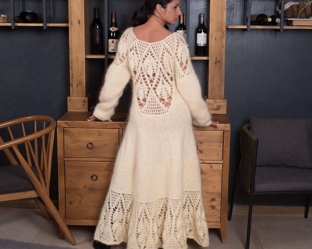 One available sweater in size S, Classic mohair wedding gown, winter bridal dress, T847