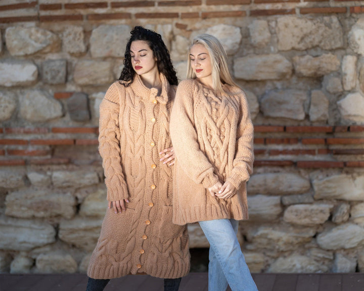 One available in size 6XL, Beige Baby Alpaca Cardigan   T1413