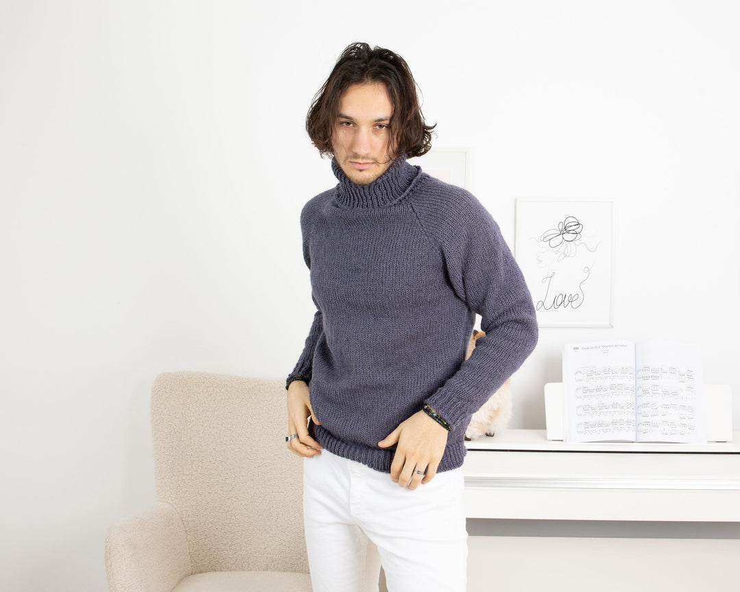 One available in size XL, Denim Blue Itchy wool sweater,  T1319