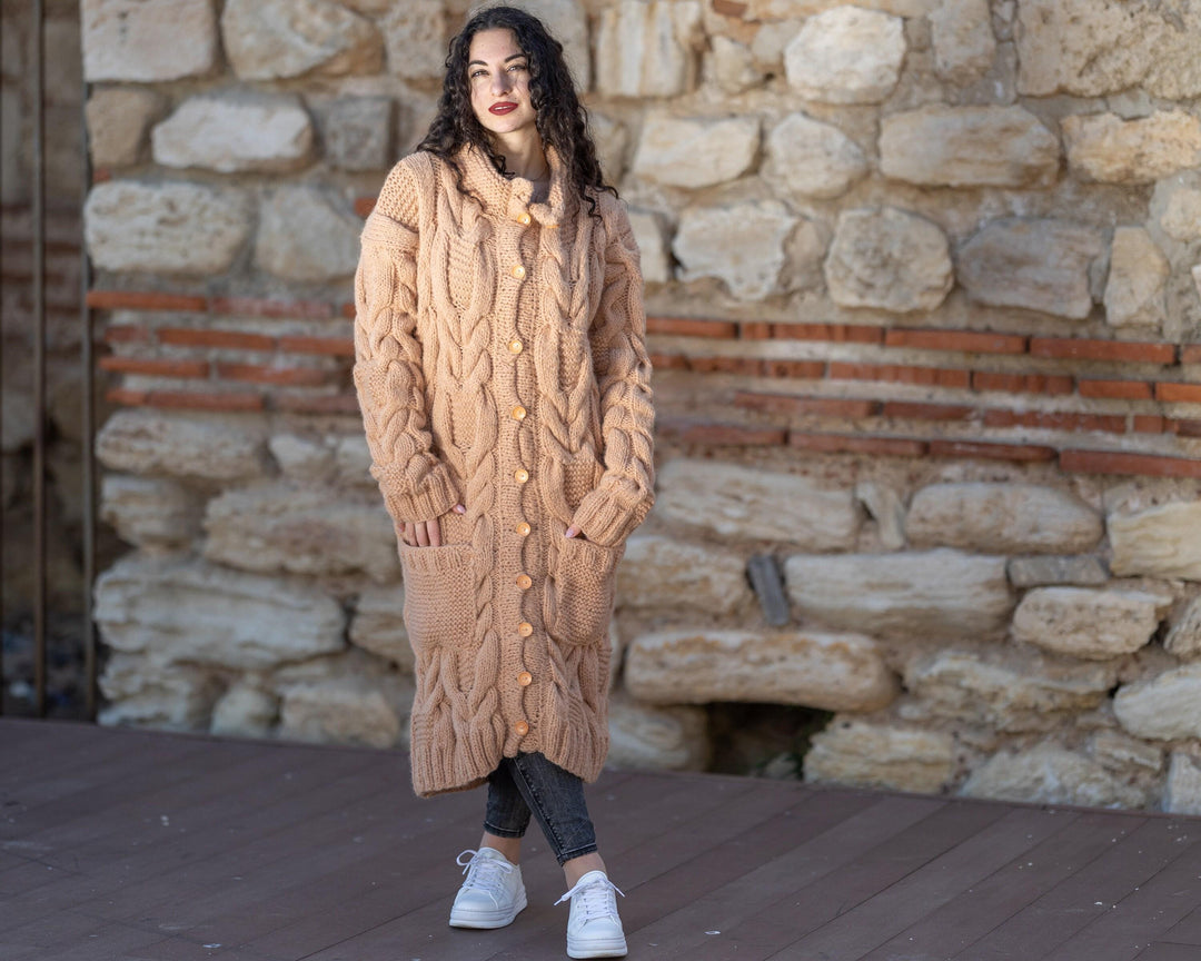 One available in size 6XL, Beige Baby Alpaca Cardigan   T1413