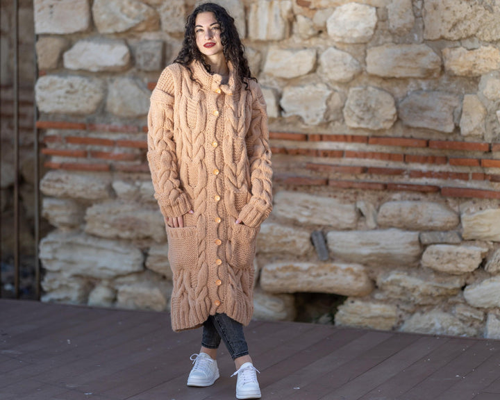 One available in size 6XL, Beige Baby Alpaca Cardigan   T1413