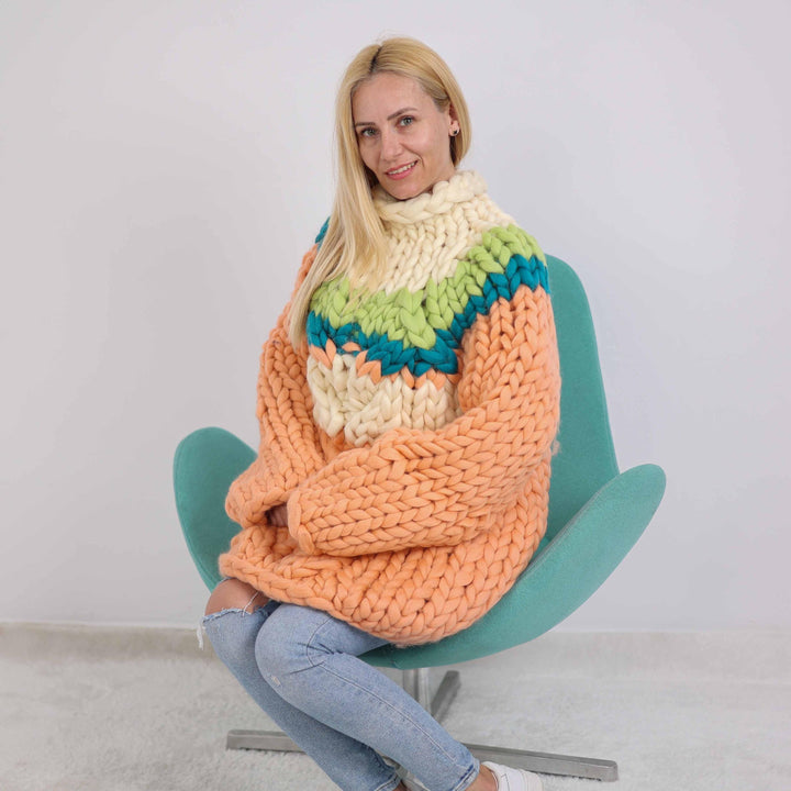 One available in size  3XL 100 % Merino wool Sweater with Cables T1889
