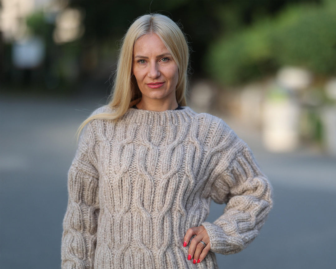 One available in size 3XL,Beige Soft Alpaca and Merino Sweater  T1449