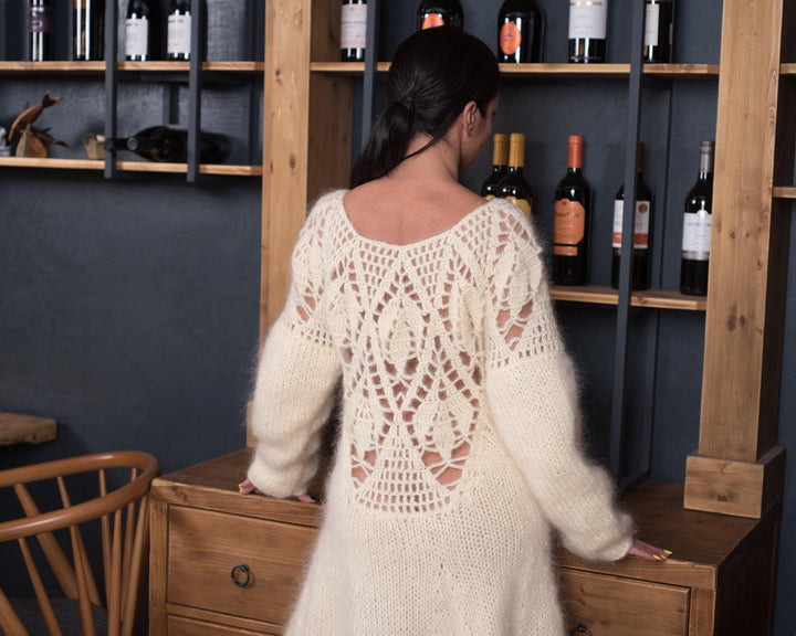 One available sweater in size S, Classic mohair wedding gown, winter bridal dress, T847