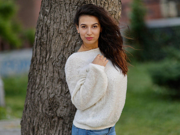 One available in size L,  Italian Bio Cotton hand knitted sweater T1066