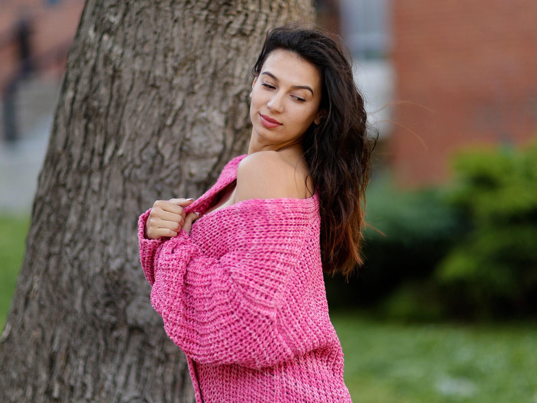 One available in size XL, 100 % Cotton hand knitted English Rib  cardigan  T1068