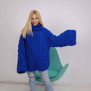 Un pull en mohair et laine tricoté main, manches larges, taille 6XL T1882