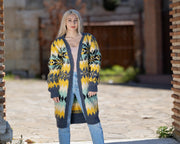 One available in size XL, 100% Wool Cardigan, Hand-Knit Coat T2151R