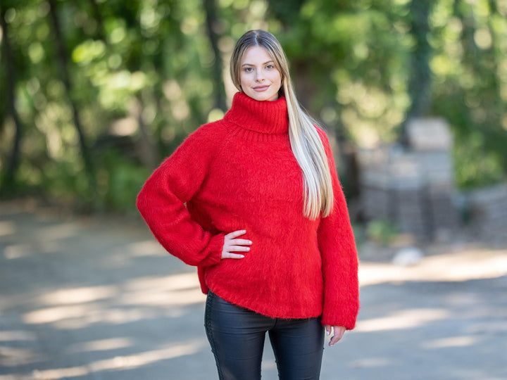 10-Strand Baby Alpaca and Extrafine Merino Wool Sweater, Hand Knitted Warm Jumper T1219