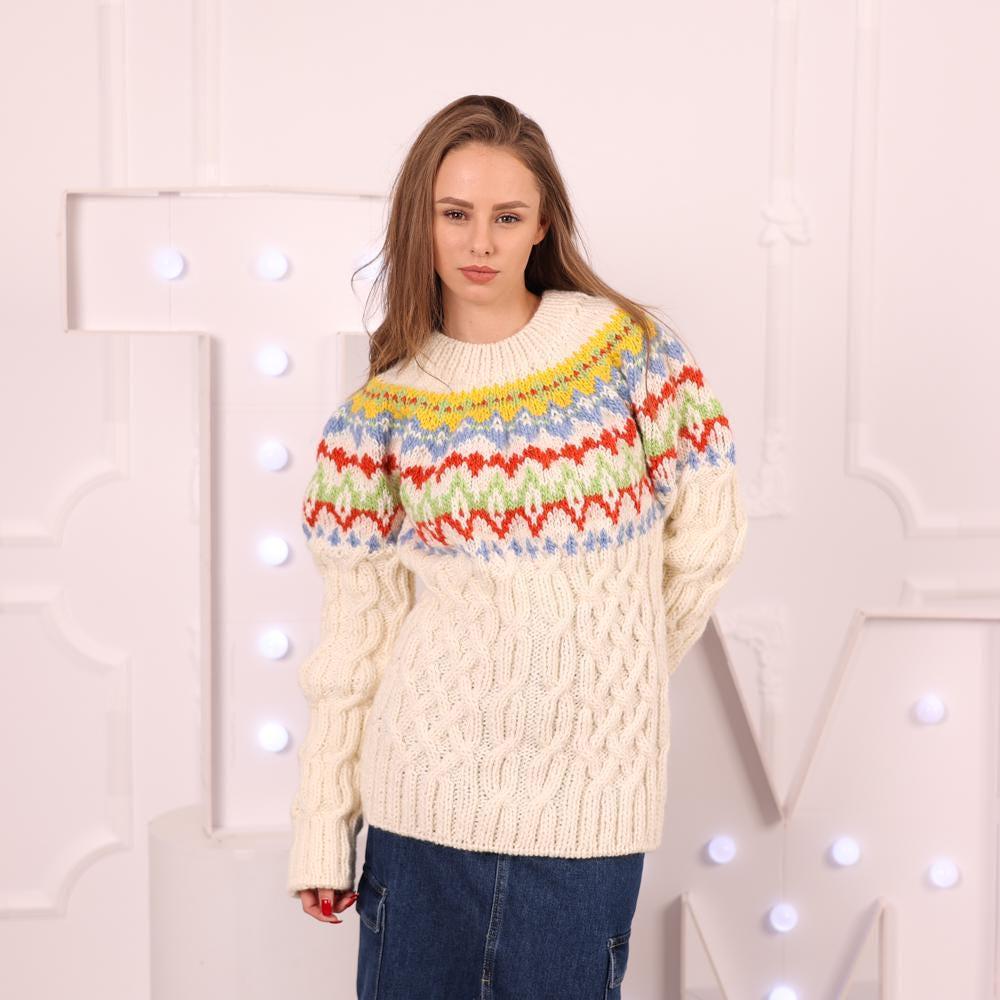 One available in size XL, Icelandic Wool Sweater with Cables T2028
