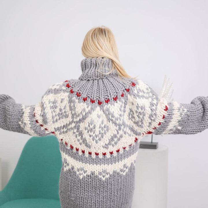 One available in size 4XL, Norwegian Wool Sweater - Hand Knitted 5-Strand Chunky Pullover T1916