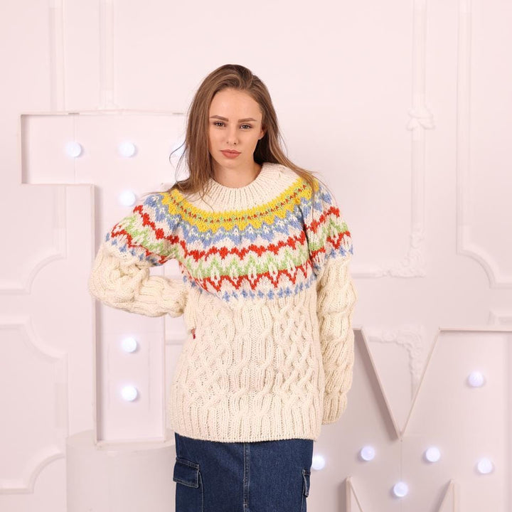 One available in size XL, Icelandic Wool Sweater with Cables T2028
