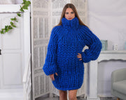 Pull en gros mélange de laine douce mohair-mérinos filée – Tricoté main – T791AW