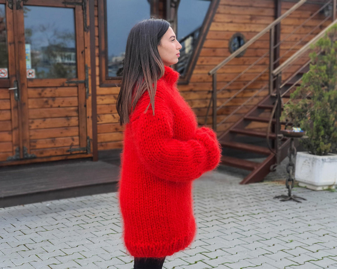 12-Strand Big Mohair Sweater – Hand-Knitted Chunky Unisex Pullover T914