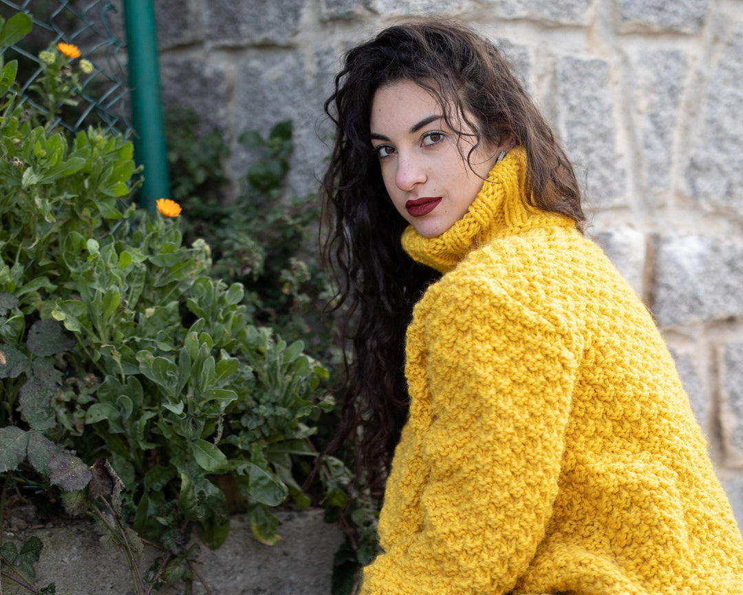 One available in size 3XL, Moss Stitch Wool Sweater T960