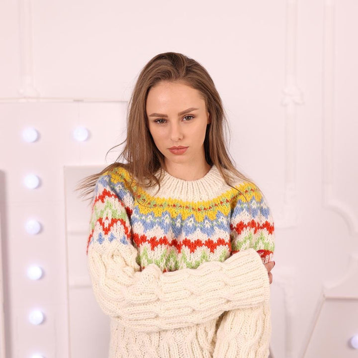 One available in size XL, Icelandic Wool Sweater with Cables T2028