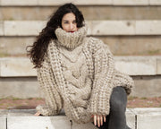 Super Grober Alpaka-Wollpullover, handgestrickt, 26-fädig dick, Pullover T1392