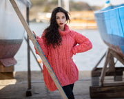 Koralle Zopfmuster Pullover Wolle, Handgestrickt, Größe 5XL T796