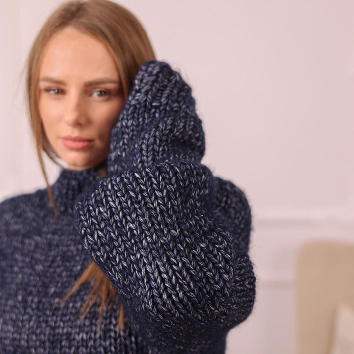 One available in size 4XL , Chunky merino wool sweater, 5-strand soft knit pullover T1992