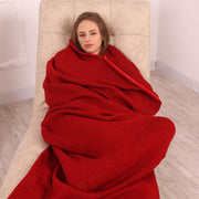 Roter Schlafsack aus Wolle – handgestrickter Deckenbeutel aus 100 % Wolle mit Reißverschluss oben T2036