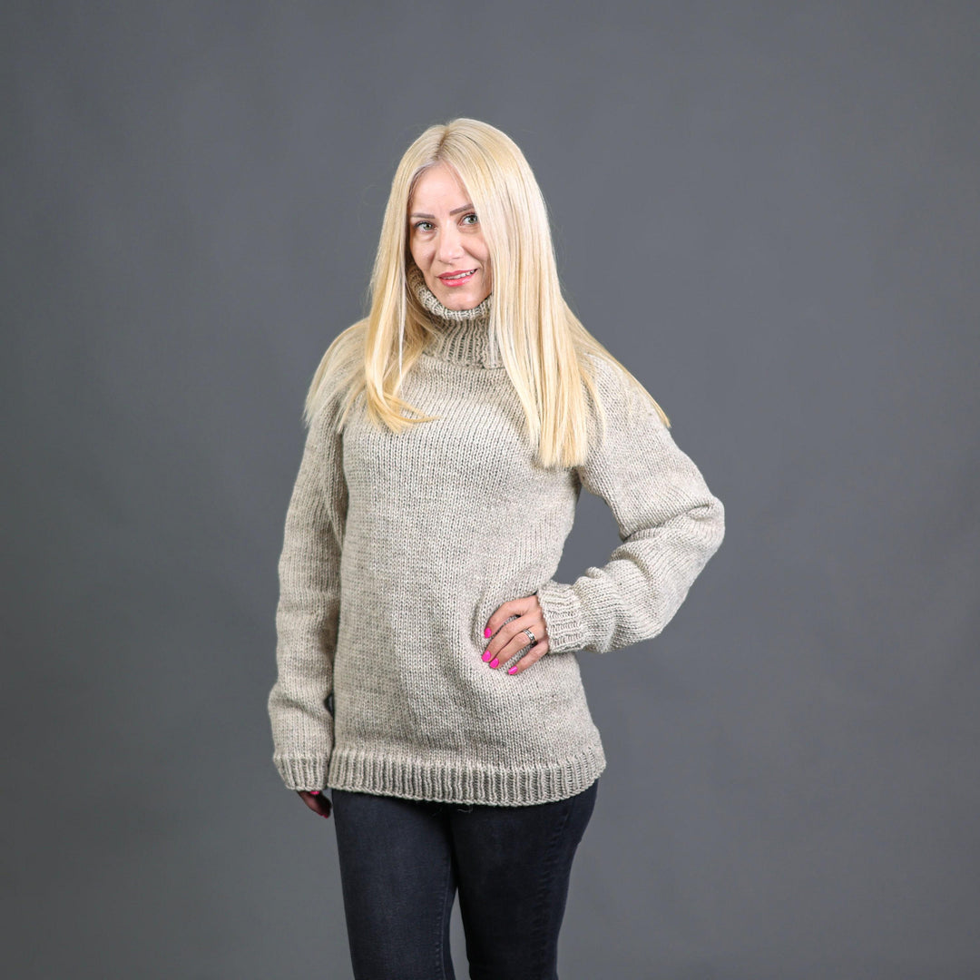 Wool Sweater Hand Knitted 100% Soft Wool, Chunky Winter Pullover T1420