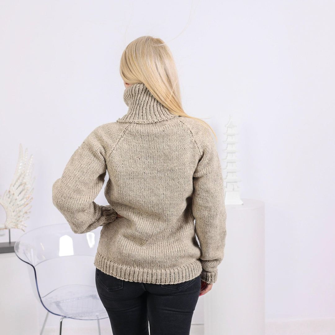 Wool Sweater Hand Knitted 100% Soft Wool, Chunky Winter Pullover T1420