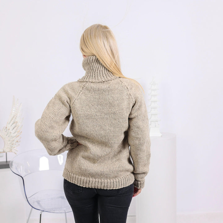 Wool Sweater Hand Knitted 100% Soft Wool, Chunky Winter Pullover T1420