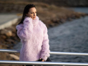 Purple 3-Strand Mohair Turtleneck Sweater T1174