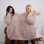 Mohairpullover für Zwei – Oversize-Strick mit Doppelkragen – Handgestrickter 3-fädiger Fluffy Pullover T1844
