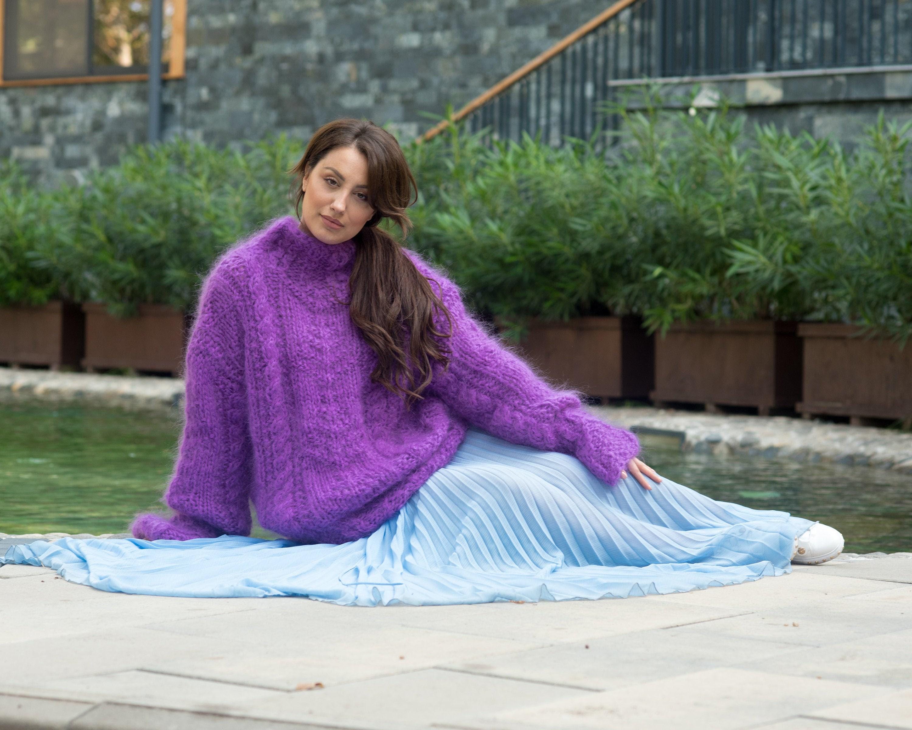 Tiffy Mohair Purple 3-Strand Bohemian Sweater T841