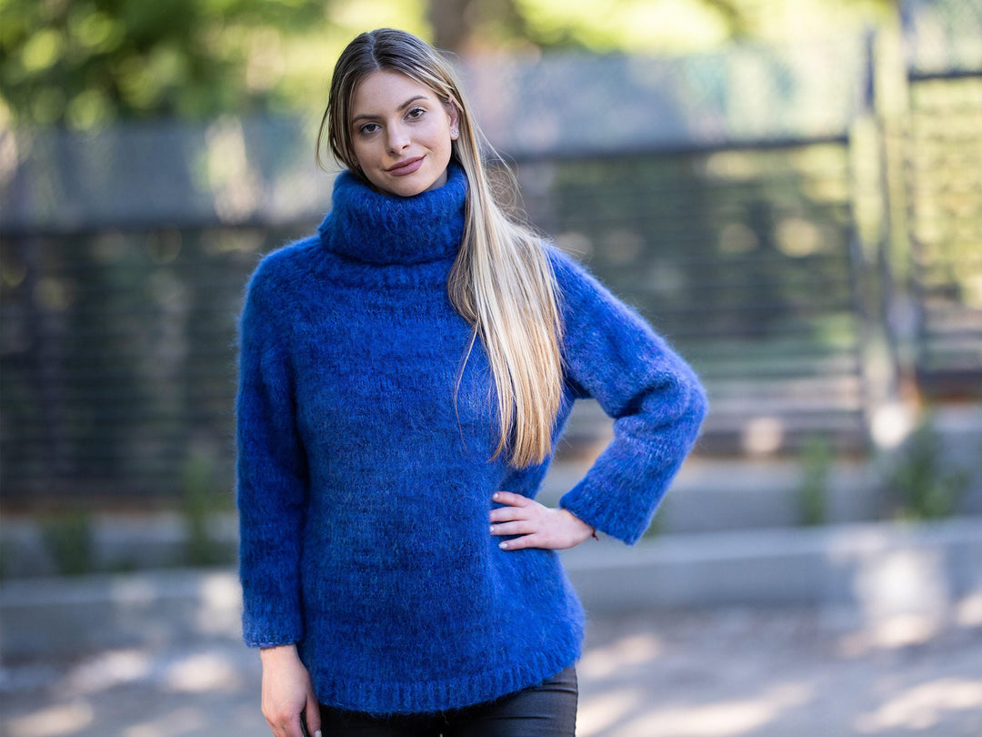 7-Strand Alpaca and Merino Wool Sweater, Hand Knitted Extra Fine Soft Jumper T1220