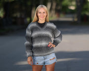 Gray Melange Alpaca V-Neck Sweater T1766