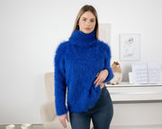 Pull en alpaga Suri poilu, tricoté main, moelleux et duveteux T1326