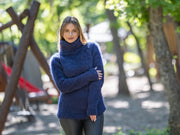 Handgestrickter Suri-Alpaka-Pullover, flauschiger Wollpullover T1221