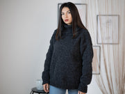 Pull en laine mérinos et alpaga : Pull gris chiné extra doux T1162