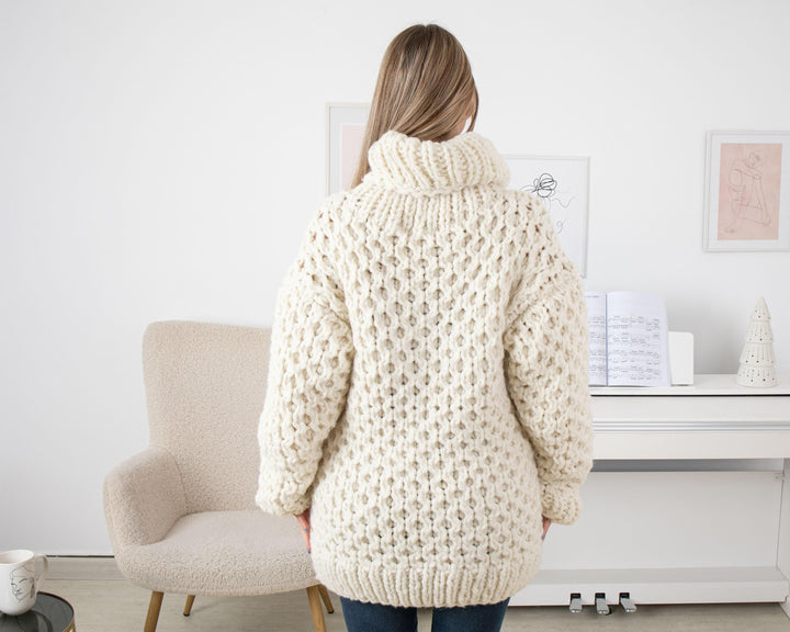 Chunky Knit Baby Alpaca Sweater: Honeycomb Jumper T1339