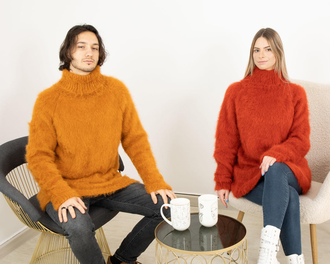 Hairy Suri Alpaca Sweater,  Long Haired Soft Wool Pullover T1327