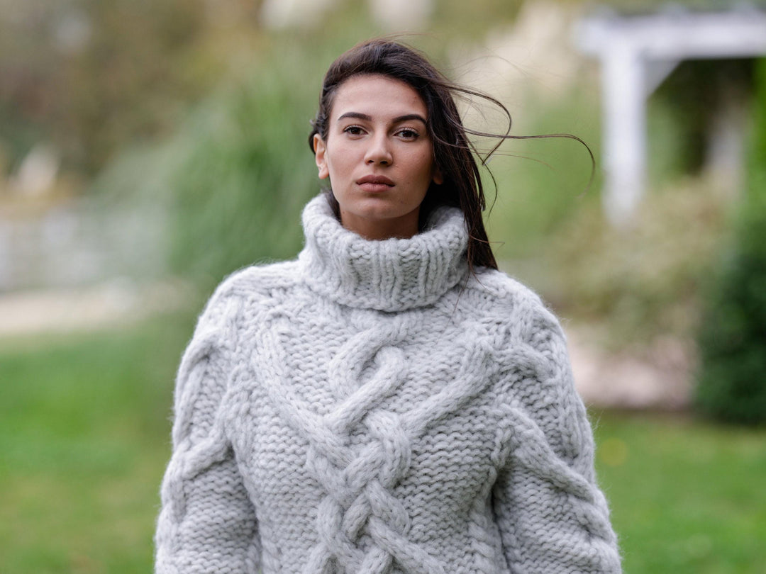 15-Strand Alpaca and Merino Wool Sweater, Fluffy Warm Pullover T1130