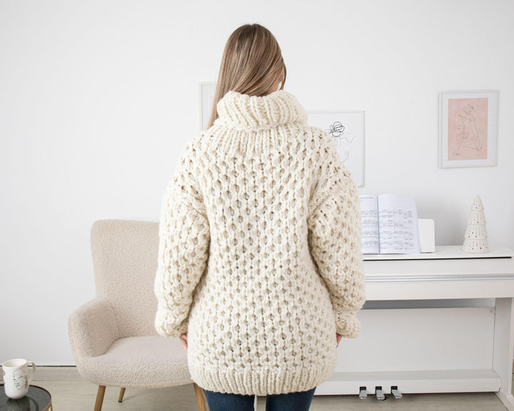 Chunky Knit Baby Alpaca Sweater: Honeycomb Jumper T1339