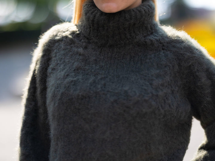 Hand Knitted Alpaca Merino Wool Sweater, Fluffy Fuzzy Pullover T1234