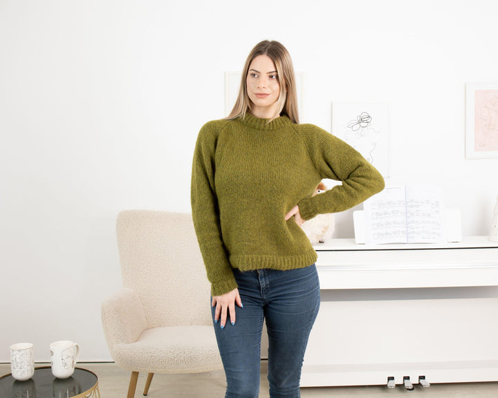 Soft Baby Alpaca Merino Wool Sweater - Green T1329