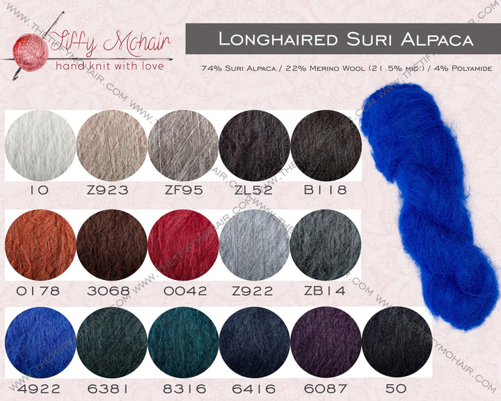 Brushed Suri Alpaca Sweater, Hand Knitted Fuzzy Blue Jumper, No Mohair Soft Pullover T1584