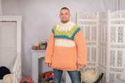 Pullover aus 100 % weicher Merinowolle – handgestrickter Zopfmuster-Pullover T718AM