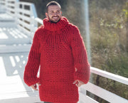 Super Chunky Strickpullover – Handgestrickter Riesen-Pullover aus Merinowolle T668M